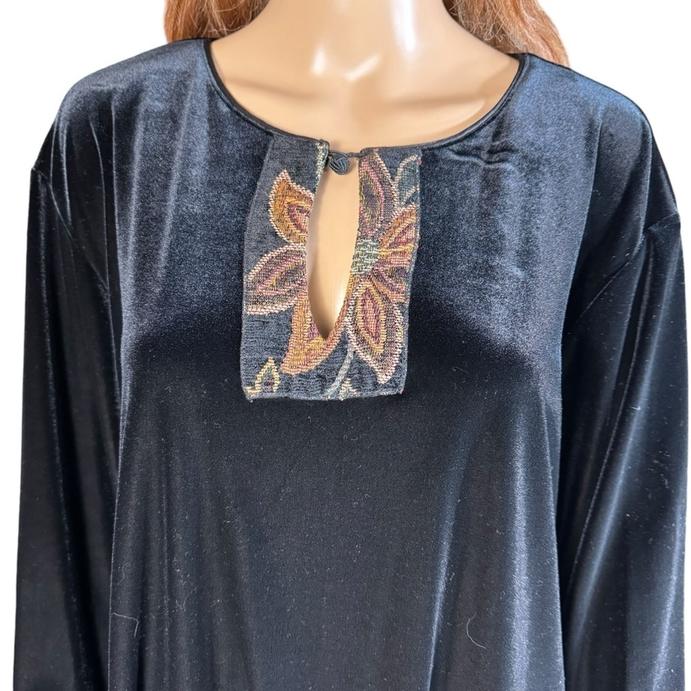Vintage Fenini Black Velvet 3/4 Sleeve Top Size 2X - Picture 9 of 9